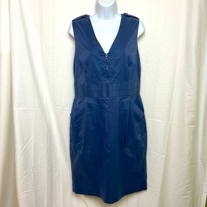 Ann Taylor Shift‎ Dress Slate Blue Sleeveless Fully Lined Cotton Polyester Sz.10